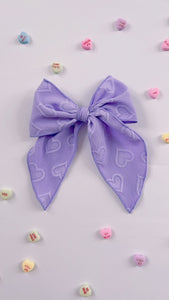 ISABELLE - XL Purple Heart Bow on Alligator Clip