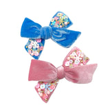 Ice Princess - ISABELLE XL Shaker Bow or COLBIE Velvet Hand Tied Bow with Sequins on alligator clips