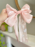 XL Sheer Ribbon Bow with Long Tail on French Barrette - 2 Colors