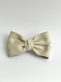GABBY - Spring Solid Faux Leather Bows on Large Alligator Clip