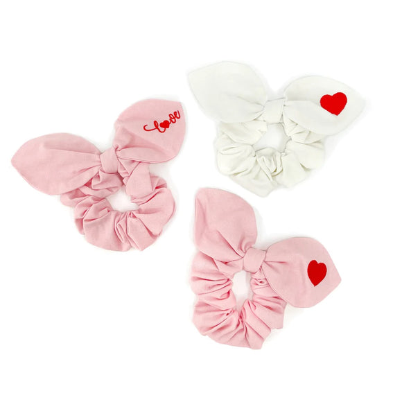 Valentine Embroidered Bow Scrunchie